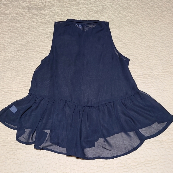 Charming Charlie sheer peplum sleeveless blouse size L - Picture 8 of 8